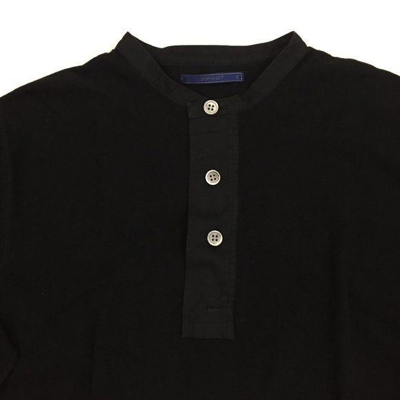 SOPHNET. Japan Striped Cuffs Henley Button Slit Hem Long Sleeve Shirt - Picture 5 of 10